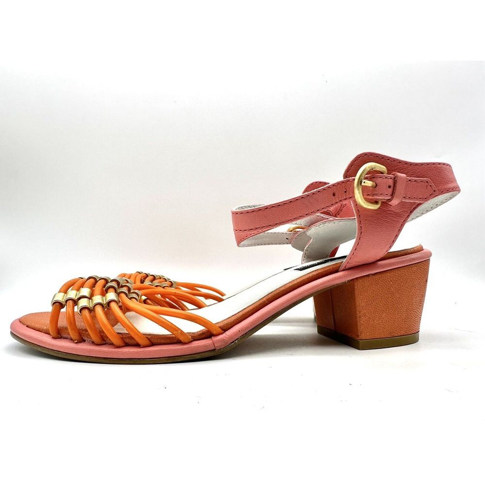 Miista Darlene Pink Orange Color Block Sandals New  Size 41